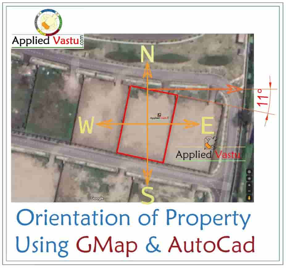 Google map - Google Compass -Vidisha Plot- Skewed land- Diagonal plot-Applied Vastu
